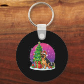 Christmas German Shepherd Santa Hat Xmas Men Women Schlüsselanhänger (Vorderseite)