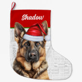 Christmas German Shepherd with Dog's Name Großer Weihnachtsstrumpf (Vorderseite)
