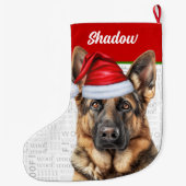 Christmas German Shepherd with Dog's Name Großer Weihnachtsstrumpf (Rückseite)