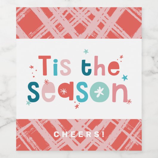 CHRISTMAS GETRÄNKE farbenfrohe Zitat in der Saison Weinetikett (Einzelnes Label)