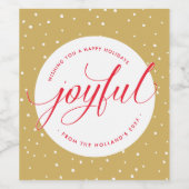 CHRISTMAS GETRÄNKE Freuen Kalligraphie rotes Gold Weinetikett (Einzelnes Label)