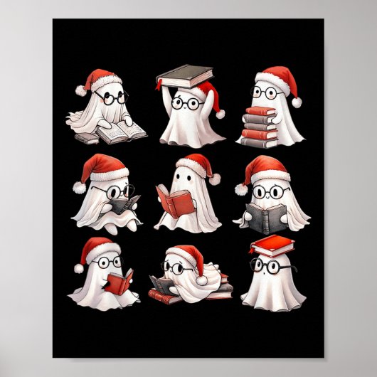 Christmas Ghost Reading Book Lovers Soky Ghost San Poster (Vorne)