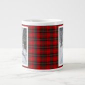 Christmas Gift 2 Photo Trendy Red Plaid Rustic Jumbo-Tasse (Vorderseite)