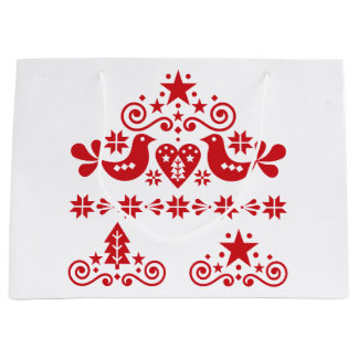 CHRISTMAS GIFT BAG CHRISTMAS SWEDISH PATTERN GROßE GESCHENKTÜTE