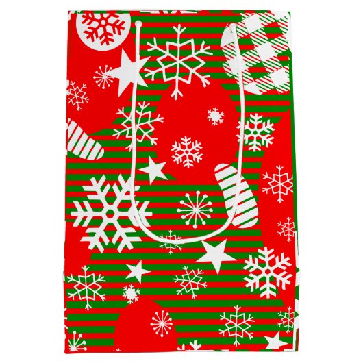 Christmas Gift Bag – Joy to the World Red & Green Mittlere Geschenktüte (Rückseite)