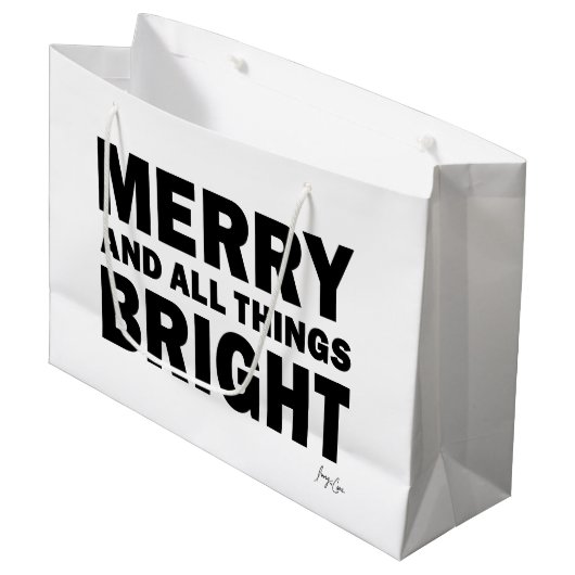 Christmas Gift Bag | Merry & All Things Bright Große Geschenktüte (Vorderseite Schrägansicht)