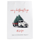 Christmas Gift Bag | Truck Holiday Present Bags Mittlere Geschenktüte (Vorderseite)