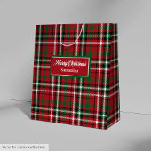 Christmas Gift Bags Red Green Plaid Holiday Accent Mittlere Geschenktüte