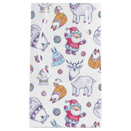 Christmas Gift Bags with Santa & Holiday Animals Kleine Geschenktüte
