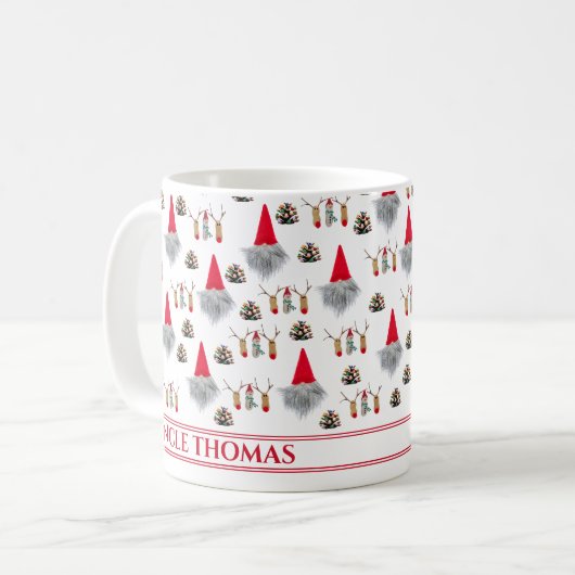Christmas Gift For Uncle, Gnome & Reindeer Pattern Kaffeetasse (Vorderseite Links)