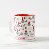 Christmas Gift For Uncle, Gnome & Reindeer Pattern Zweifarbige Tasse (Vorderseite Links)