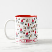 Christmas Gift For Uncle, Gnome & Reindeer Pattern Zweifarbige Tasse (Links)