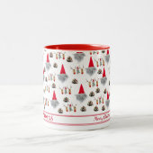 Christmas Gift For Uncle, Gnome & Reindeer Pattern Zweifarbige Tasse (Mittel)