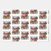 Christmas Gift Merry Xmas Plaid Religious Cross  Geschenkpapier Set (Vorderseite)