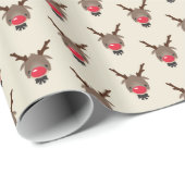 CHRISTMAS GIFT niedliche Rentierrote Nasenrudel Geschenkpapier (Rolleneckpunkt)