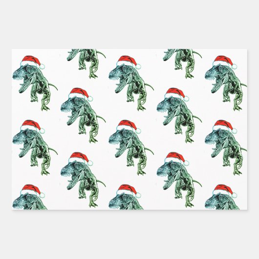 CHRISTMAS GIFT PAPIER SET DINOSAUREN MIT WEIHNACHT (Vorderseite)