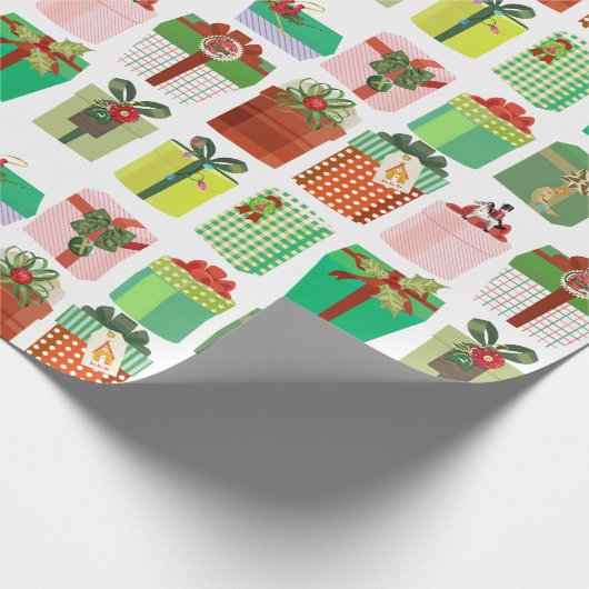 Christmas Gift Parcels Presents Pattern Geschenkpapier (Ecke)