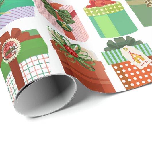 Christmas Gift Parcels Presents Pattern Geschenkpapier (Rolleneckpunkt)