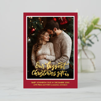 Christmas Gift Pregnancy Photo Announcement Folien Feiertagskarte