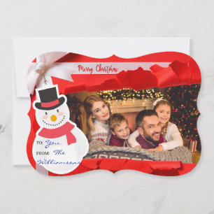 Christmas Gift Reveals Your Family Photo Fancy Cut Feiertagskarte