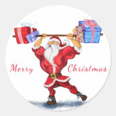 Christmas Gift Sticker Bodybuilder Santa Fun (Vorderseite)