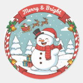 Christmas Gift Sticker – Merry & Bright Snowman (Vorderseite)