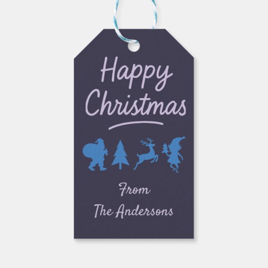 Christmas Gift Tag - Blue Silhouette Geschenkanhänger (Rückseite)