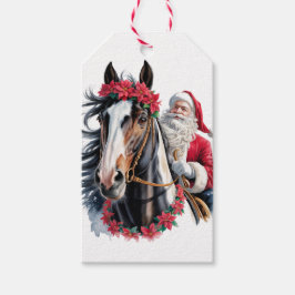 Christmas Gift Tag Santa Riding a Paint Horse  Geschenkanhänger