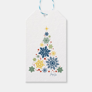 Christmas Gift Tag | Vintage Retro Snowflake Tree Geschenkanhänger