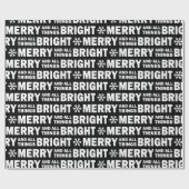 Christmas Gift Wrap | Merry and Bright Black White Geschenkpapier (Flach)