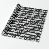 Christmas Gift Wrap | Merry and Bright Black White Geschenkpapier (Ungerollt)