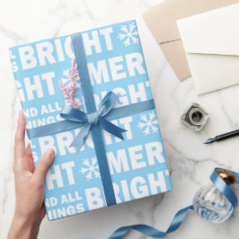 Christmas Gift Wrap | Merry and Bright Blue White Geschenkpapier