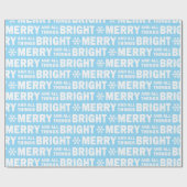 Christmas Gift Wrap | Merry and Bright Blue White Geschenkpapier (Flach)