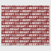 Christmas Gift Wrap | Merry and Bright Dark Red Geschenkpapier (Flach)