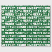 Christmas Gift Wrap | Merry and Bright Green White Geschenkpapier (Flach)