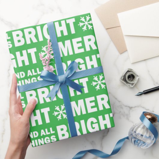 Christmas Gift Wrap | Merry and Bright Green White Geschenkpapier (Schenken)