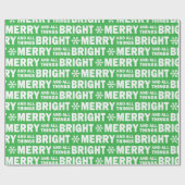 Christmas Gift Wrap | Merry and Bright Green White Geschenkpapier (Flach)