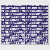 Christmas Gift Wrap | Merry and Bright Navy White Geschenkpapier (Flach)