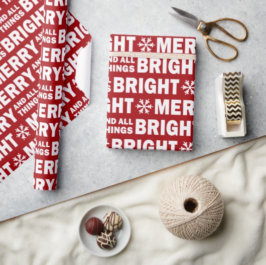 Christmas Gift Wrap | Merry and Bright Red White Geschenkpapier (Basteln)