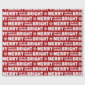Christmas Gift Wrap | Merry and Bright Red White Geschenkpapier (Flach)