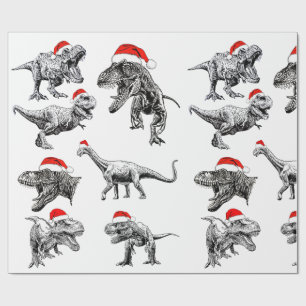CHRISTMAS GIFT WRAP MIT DINOSAUREN MIT WEIHNACHTSM GESCHENKPAPIER