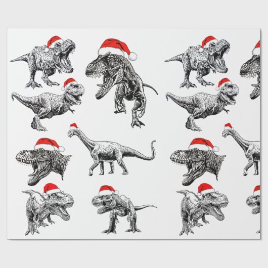 CHRISTMAS GIFT WRAP MIT DINOSAUREN MIT WEIHNACHTSM GESCHENKPAPIER (Flach)