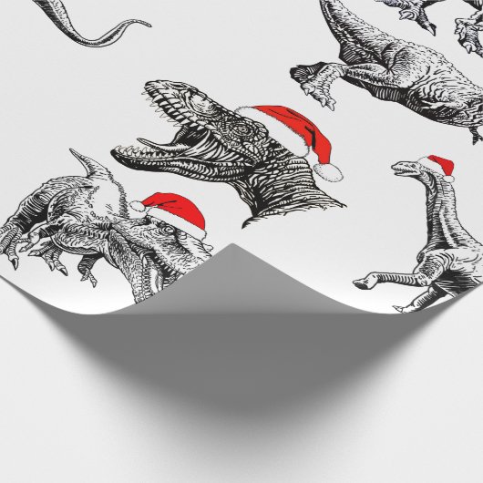 CHRISTMAS GIFT WRAP MIT DINOSAUREN MIT WEIHNACHTSM GESCHENKPAPIER (Ecke)