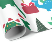CHRISTMAS GIFT WRAP MIT DINOSAUREN MIT WEIHNACHTSM GESCHENKPAPIER (Rolleneckpunkt)
