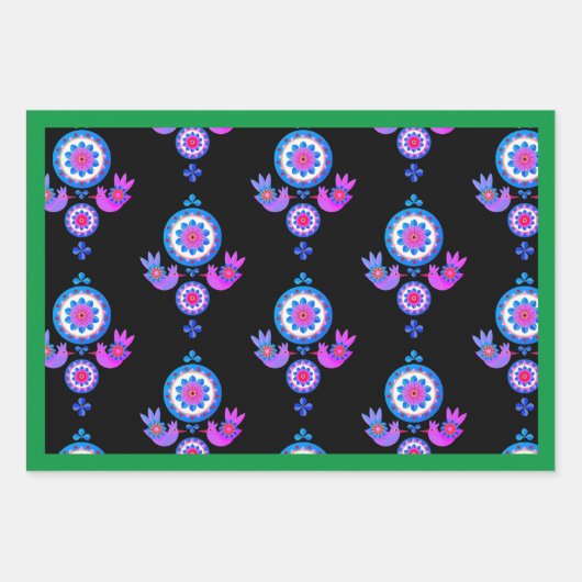 CHRISTMAS GIFT WRAP SHEED SCANDINAVIAN PATTERN GESCHENKPAPIER SET (Vorderseite 3)