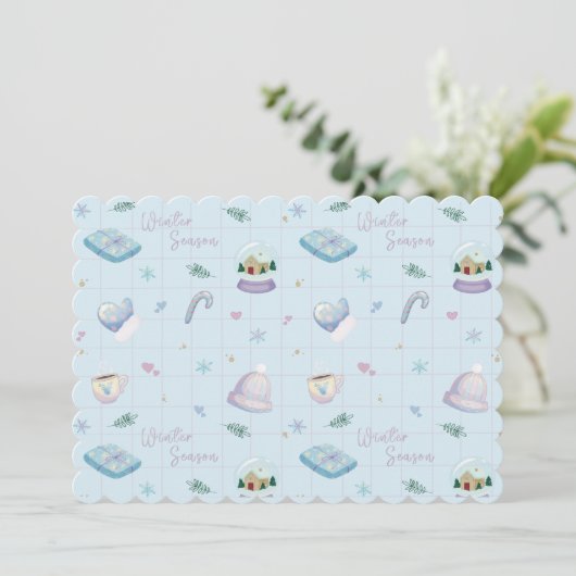 Christmas Gift Wrap with Festive Holiday Patterns Einladung (Stehend Vorderseite)