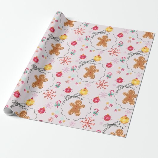 Christmas Gift Wrap with Gingerbread Geschenkpapier (Ungerollt)