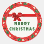 Christmas Gift Wrapping Sticker | Red Wreath & Rib (Vorderseite)