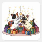 Christmas Gifts & Ornaments Cats Quadratischer Aufkleber (Vorderseite)
