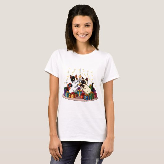 Christmas Gifts & Ornaments Cats T-Shirt (Vorne ganz)